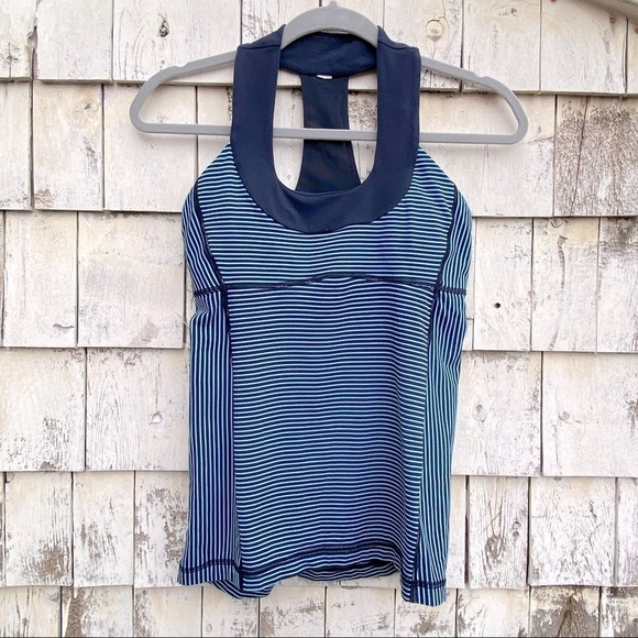 Lululemon Racerback Striped Scoop Neck Sports Tank - Picture 1 of 5